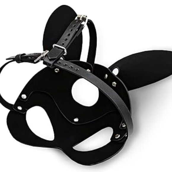 🖤 Smiffys Black Fever Faux Leather Rabbit Mask - Picture 8 of 9